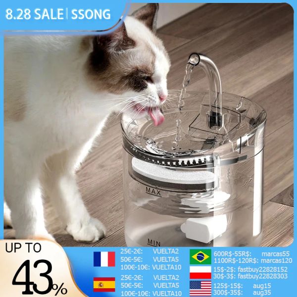 Feeder 2L Automatische Katze Wasser Brunnen Mit Wasserhahn Hund Wasser Dispenser Auto Filter Trinker Pet Sensor Trinkschale Für Katzen Feeder