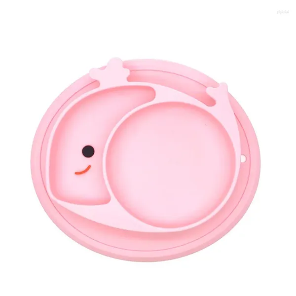 Set di stoviglie Piatti in silicone per bambini Piatto da pranzo Ciotola Stoviglie per bambini Fissaggio a ventosa Cena di alimentazione