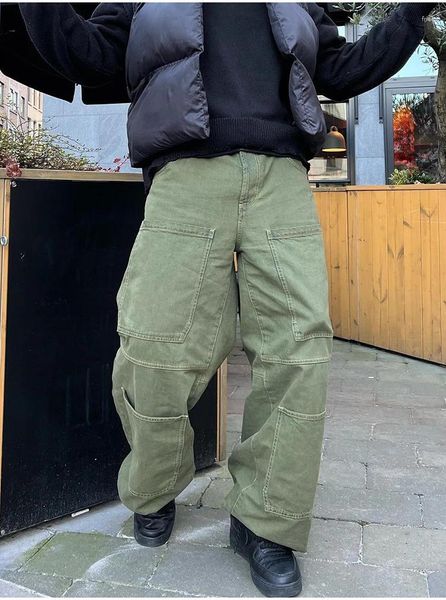 Pantaloni da uomo che vendono tute larghe in tinta unita per le donne Jeans larghi a gamba larga alla moda Y2k Hip Hop Street Style indossabili in quattro stagioni