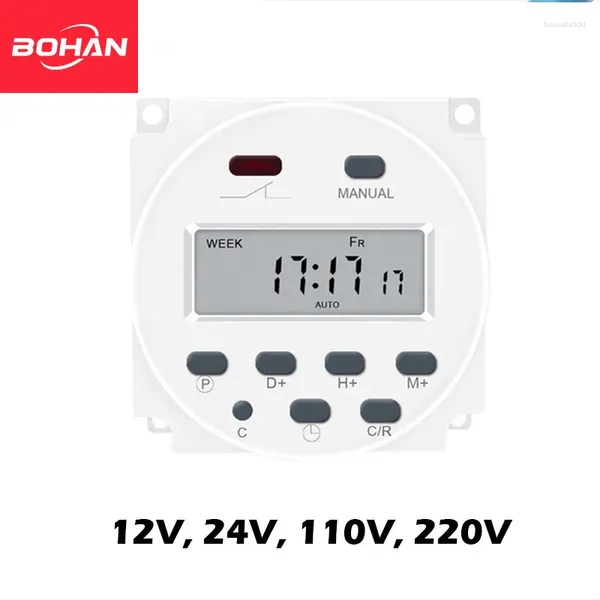 Temporizzatore di controllo domestico intelligente 220V 110V 24V 12V CN101A Relè interruttore orario programmabile per alimentazione LCD digitale 16A CN101