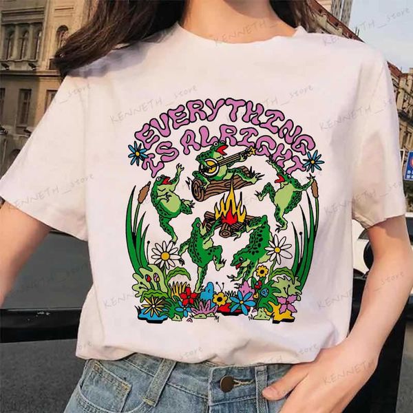 T-shirt da donna Donna Manica corta Rane Stampa Stile carino Moda Cartoon Summer Lady Stampa Tee Graphic T Top Magliette femminili Vestiti T-shirt T240129