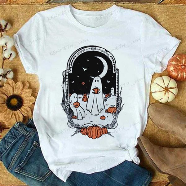 T-shirt da donna Donna Zucca Caffè Spice Nuovo Autunno Autunno Halloween Cartoon Ringraziamento Top T-shirt normali T-shirt grafica Tshirt Abbigliamento.T240129