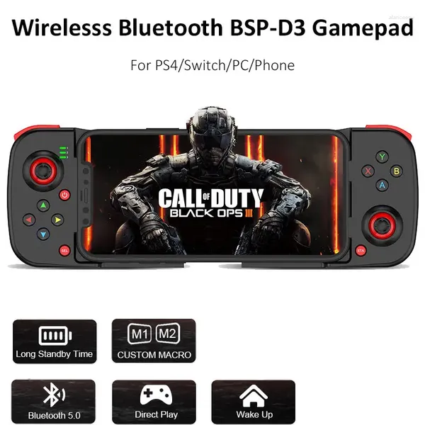Controladores de jogo Controlador Bluetooth para celular sem fio Gamepad PS4 Mando Switch / PC / iOS BSP-D3 Telescópico Joystick Android
