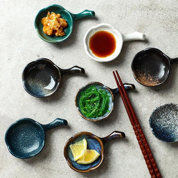Набор мисок из 5 предметов, керамический японский стиль, ретро маленький цветок, держатель для палочек для еды, блюдо для соуса