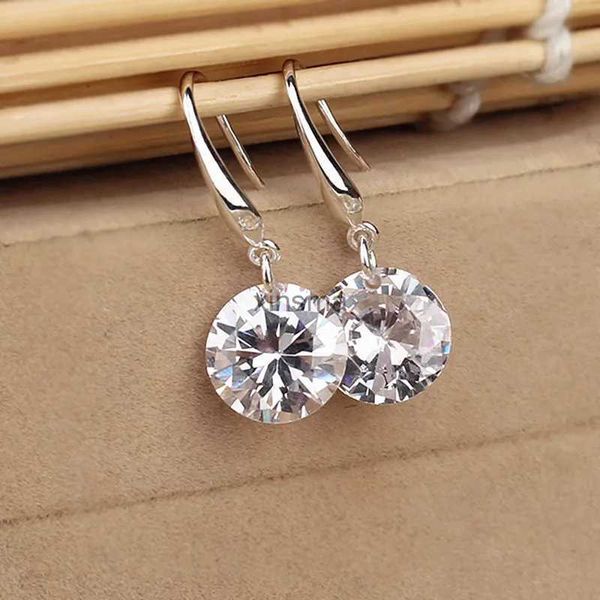 Stud 2024 New Round Crystal Zircon Brincos para Mulheres Golden Silver Color Hook Brincos Breve Festa de Casamento Moda Jóias Presente YQ240129