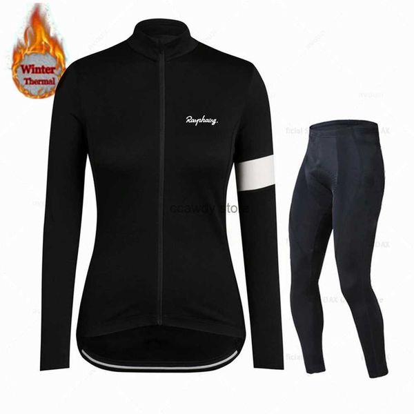 Tute da uomo Lady Raphaing Maglia da ciclismo Bicyc Maglie a maniche lunghe Maglia invernale in lana Tute Triathlon Abbigliamento da ciclismo invernale da donna H24129