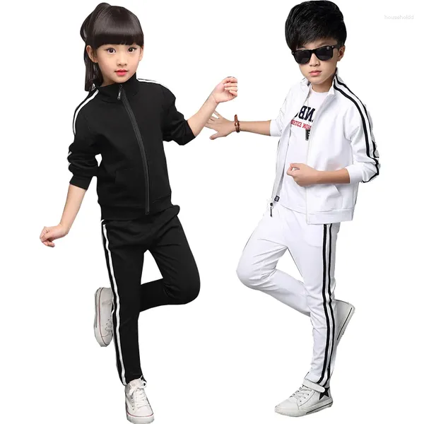 Set di abbigliamento Ragazze Ragazzi Set Adolescenti Solid Stripe Tute sportive Bambini Tute da studente Ragazza Ragazzo Abbigliamento sportivo per bambini 4 - 14 anni