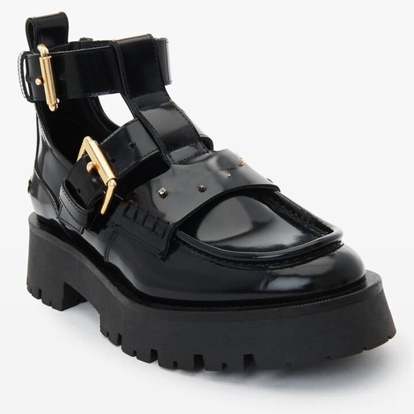 Wasserdichte Plateau-Loafer, Freizeitstiefel, Designer-Damen-Sandalen, 2024 Frühling, Sommer, Luxus-Schuhe, Carter 95 mm, ausgehöhlt, Gold-Hardware, 100 % Kalbsleder, Top-Qualität