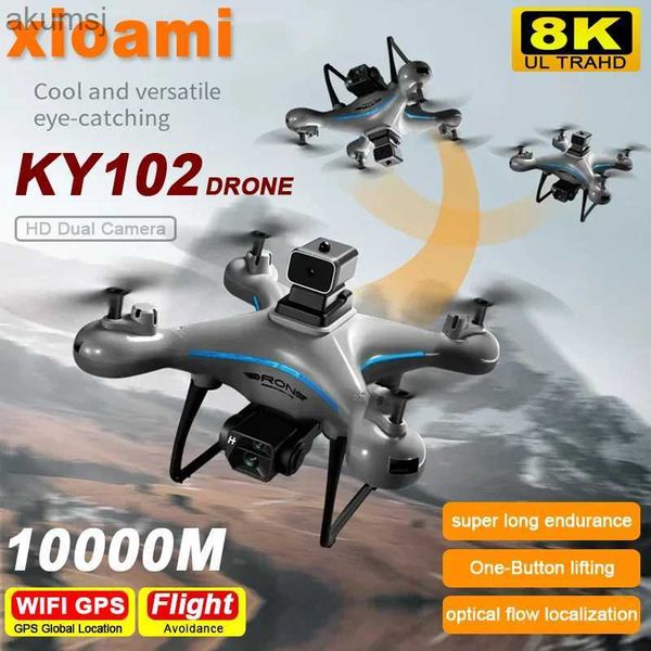 Drohnen für Xiaomi KY102 Drohne 8K Professionelle HD Dual Kamera Luftaufnahmen 360 Hindernisvermeidung Optischer Fluss Vierachsiges RC Spielzeug YQ240129