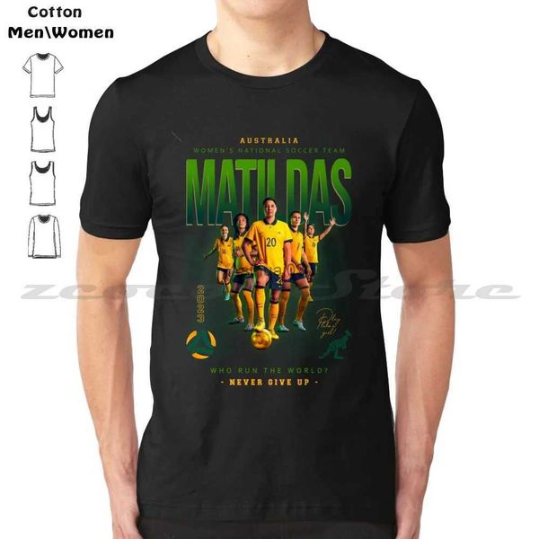 Herren-T-Shirts Matildas, 100 % Baumwolle, für Männer und Frauen, weiches, modisches T-Shirt, Matildas Damen-Fußballnationalmannschaft, Fußball, Aussie 2023, Känguru Sam