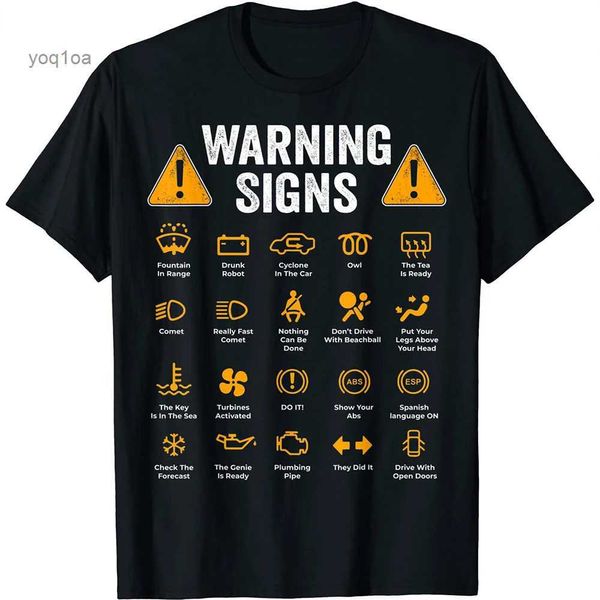 Erkek Tişörtleri Komik Sürüş Uyarı İşaretleri Oto Mekanik Hediye Sürücüsü T-Shirts Moda Gömlek Pamuk Üstleri Tees Rahat Yuvalı Giysiler Rahat