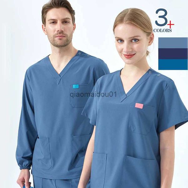 Altro Abbigliamento Uniformi infermieristiche sportive ad asciugatura rapida Set per scrub medico Elasticizzato per prestazioni - Top e pantaloni Uniforme da scrub per medico e infermiera S03-01