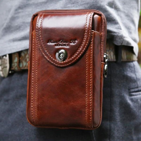 Taille Taschen Männer Echtes Leder Rindsleder Vintage Gürtel Tasche Geldbörse Fanny Pack Tasche Für Handy/Telefon Fall Abdeckung haut