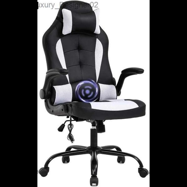 Outros móveis Cadeira de jogos para PC Massagem Cadeira de escritório Cadeira de mesa ergonômica Racing Executive PU Couro Computador com adultos Branco Q240129