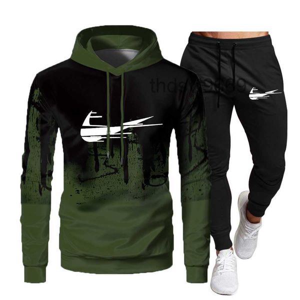 Herren-Trainingsanzug, luxuriös, 2-teiliges Set, lässig, Hoodies, Sweatshirt, Jogginghose, Anzug, Teenager, Sport, Druck, Jogging, S-3XL, Kleidung, bedruckt, N0S9