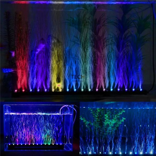 Illuminazione Acquario Serbatoio di pesce Subacqueo Sommergibile Bolla d'aria Cambia colore Luce LED AC220240V 5060Hz