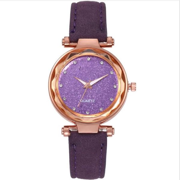 Casual estrela relógio lixado pulseira de couro prata diamante dial quartzo relógios femininos senhoras relógios de pulso manufatura inteira uma varie306p