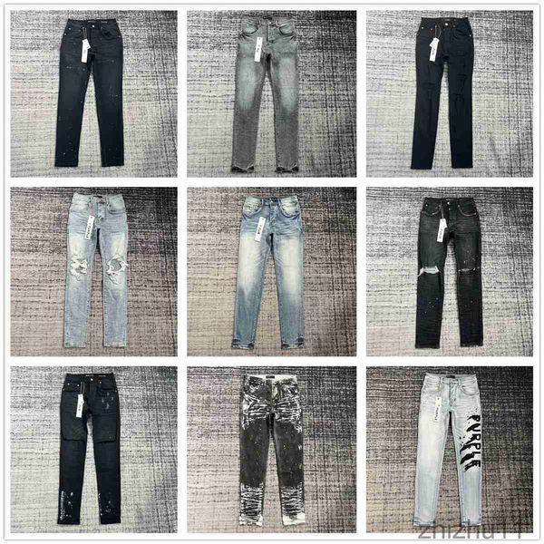 Lila Jeans Designer Männer für Frauen Hosen Marke Sommer Loch Neue Stil Stickerei Selbst Kultivierung und Kleine Füße Mode 89ON 89ON 9YYO JUME JUME