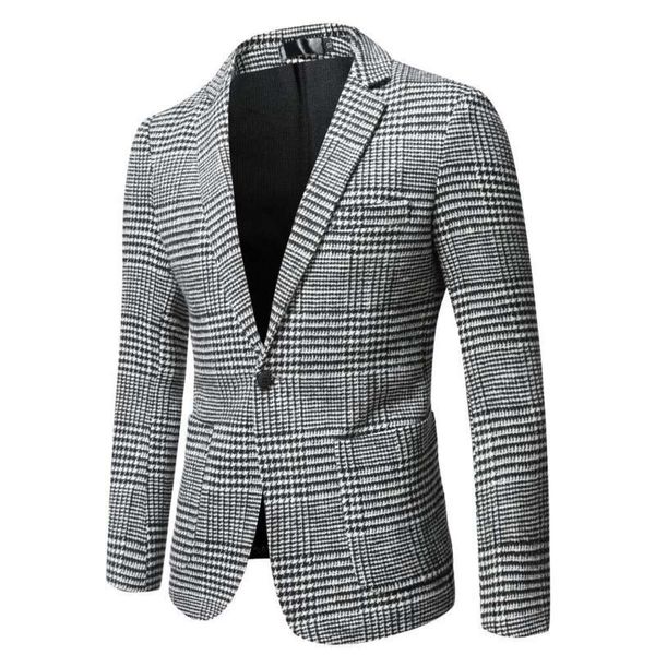 Terno jaqueta outono e inverno novo masculino casual fino ajuste de lã britânica casual terno jaqueta pequeno terno masculino
