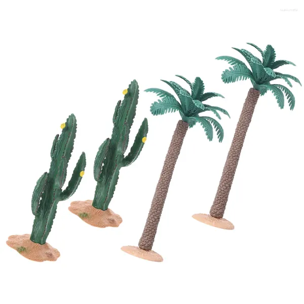 Flores decorativas árvores simuladas decoração de plantas brinquedo casa de bonecas modelo trem cenário pvc micro paisagem cocos pequena decoração em miniatura