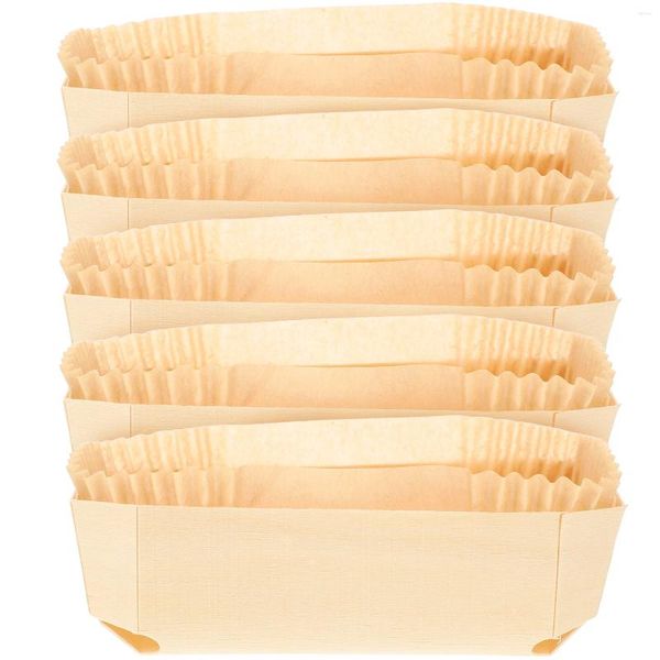 Louça descartável caixa de madeira bandeja de papel assadeiras resistente ao calor molde de bolo quadrado retangular torrada pão antiaderente
