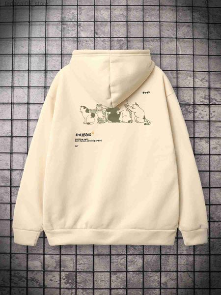 Moletom Com Capuz Masculino Estilo Japão Divertido Desenho Animado Impresso Moletom Com Capuz Outono e Inverno Masculino Solto Hoodies Casual Streetwear Roupas Q240129