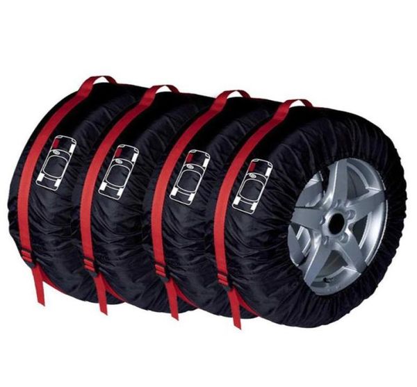 Capa para pneu sobressalente de carro, 4 unidades, poliéster, sacos de armazenamento de pneus de roda, acessórios de pneus de veículos, protetor à prova de poeira, estilo car6739866