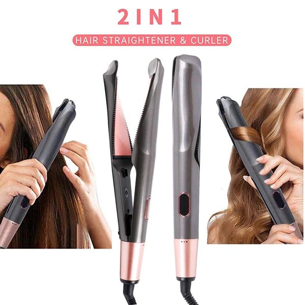 2 em 1 alisador de cabelo e modelador torção alisamento curling ferro profissional íon negativo aquecimento rápido estilo plano 240126