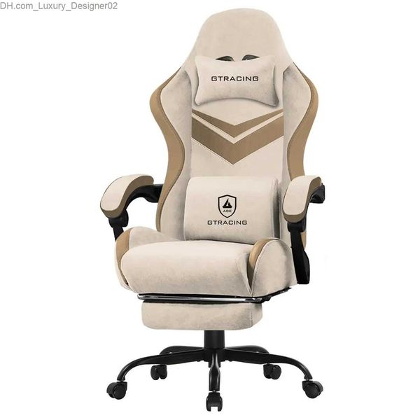 Altri mobili Sedia da gioco reclinabile in tessuto ergonomico con poggiapiedi e braccioli di collegamento Crema Home Office Scrivania ergonomica Chai Q240129