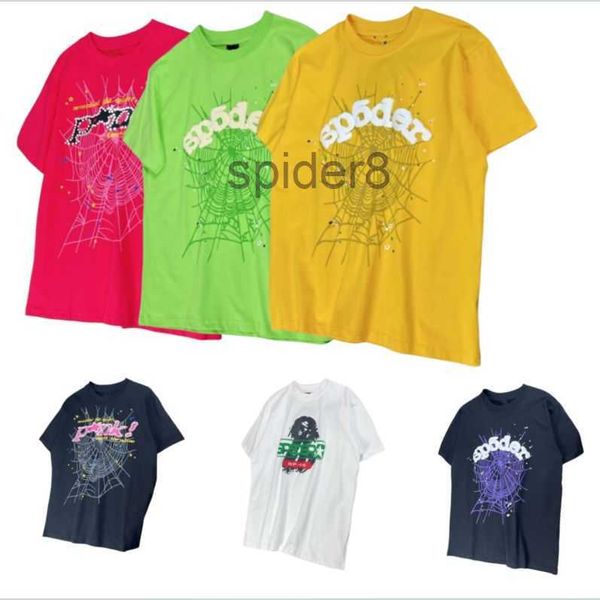 T-shirts Spider Femmes Hommes T-shirts Designers Lettre Cadre Imprimé Mode Femmes Sp5der Tshirt Coton T-shirts Occasionnels À Manches Courtes Personnes Libres Vêtements Chemise Crew 57MY