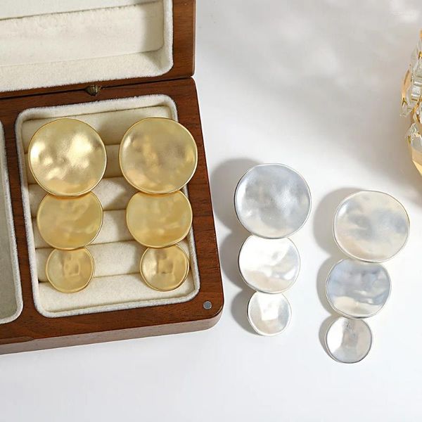 Dangle Küpeler Allyes Moda Geometrik Disk Damlası Kadınlar için ÇOCUK ÇOK TABANLI Yuvarlak Altın Gümüş Renk Beyanı Mücevher Hediyeleri