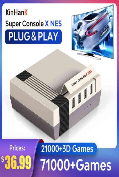 Jogadores de jogos portáteis KINHANK Mini TVGame BOX Video Game Consoles Super Console X NES 50 Emuladores com 71000 jogos para PSPPS1S8048585