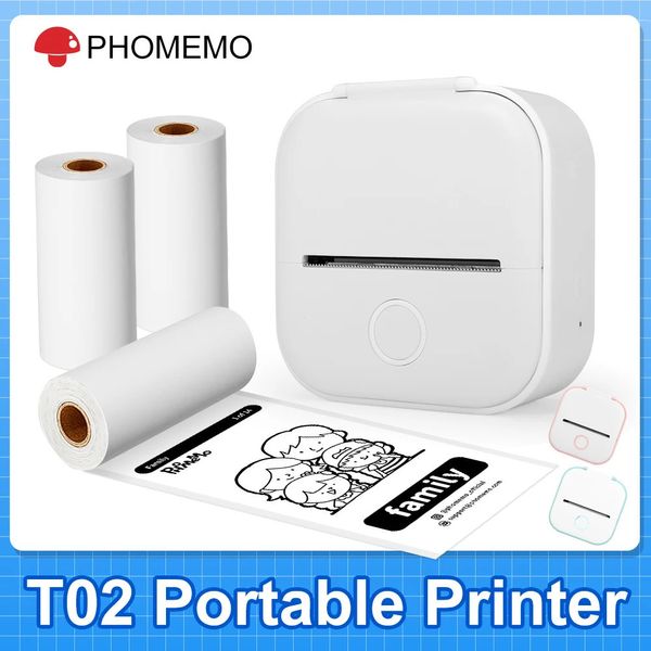Phoemo T02 Mini Impressora de Etiquetas Portátil Impressora Térmica de Bolso 53mm Labeler BT Wireless Connect para DIY Po Printing 240124