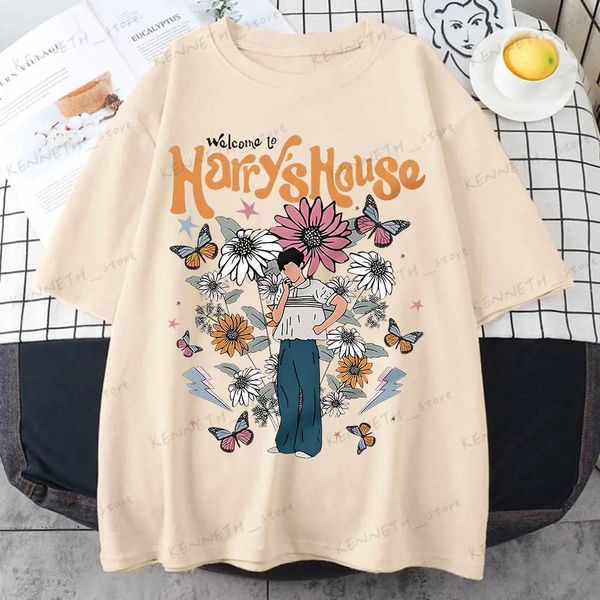 Damen T-Shirt Harrys House Damen T-Shirts Baumwolle Sommer Manga Grafik Kurzarm T-Shirt Weiche Originalität Slice of Life Individualisierung T240129