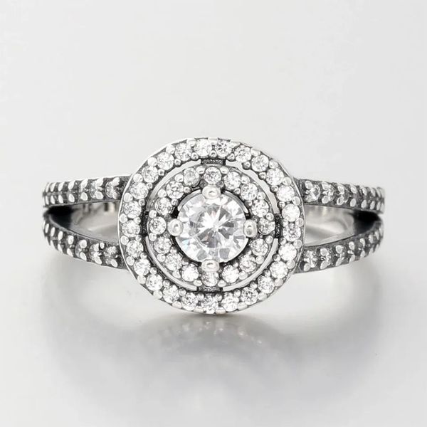 Nuovo anello in argento sterling 925 con diamante CZ 5AA con scatola originale per anelli di nozze in oro giallo 18 carati stile gioielli di fidanzamento da donna