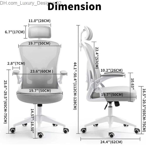 Andere Möbel Gaming-Stuhl auf Rollen, ergonomischer Schreibtischstuhl mit verstellbarer Kopfstütze und Lordosenstütze, Bürostühle, Sofas, Kippfunktion, Grau, Q240130