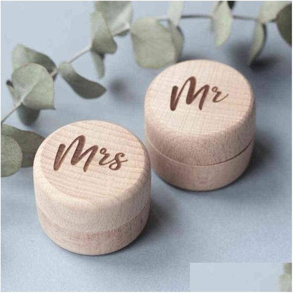 Geschenkpapier 2 Teile/satz Personalisierte Herr Frau Holz Ringträger Box Rustikale Hochzeit Halter Benutzerdefinierte Mariage Dekoration H1231 Drop Lieferung Ho Dhryi