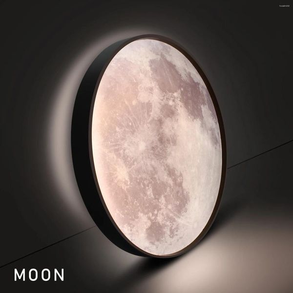 Tavan Işıkları 2024 Creative Moon Led Lamba Modern 18/24/30/42W Beyaz Aydınlatma R Panel 48W Yatak Odası Oturma Odası İçin Dimmable