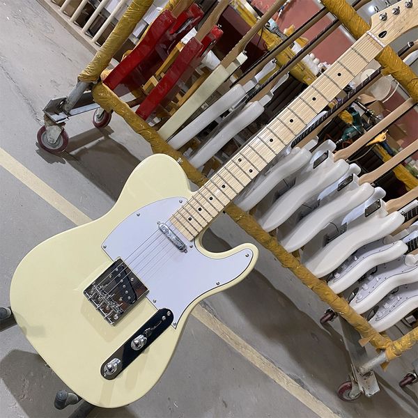 Direto da fábrica chinesa guitarra creme branco 22 trastes maple fingerboard guitarra cromo hardware guitarra elétrica