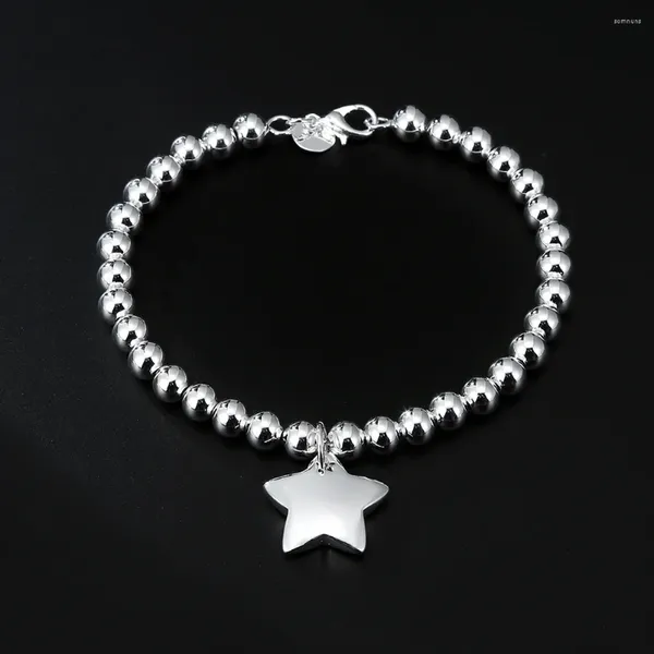 Charme Pulseiras Atacado Banhado A Prata 4mm Bead Chain Charms Estrela Para Mulheres Moda Festa de Casamento Presente de Natal