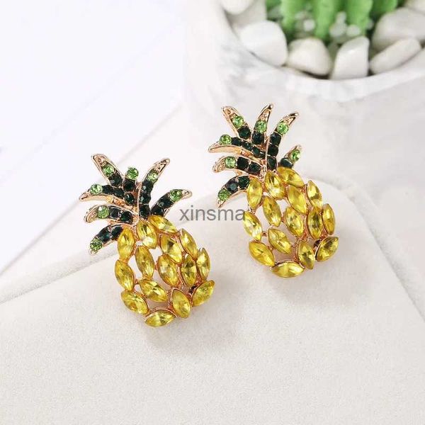 Orecchini con perno di cristallo di ananas per le donne Vendita calda Boho Strass Dichiarazione Goccia Ciondola l'orecchino Gioielli di moda Bijoux YQ240129