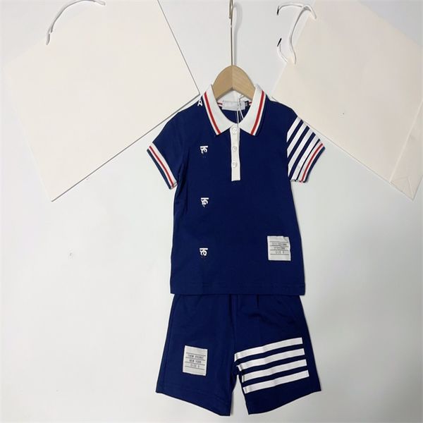 Designer infantil polo conjunto de roupas verão meninos meninas moda casual conjunto infantil de alta qualidade algodão t + shorts conjunto de duas peças tamanho 90cm-150cm b14