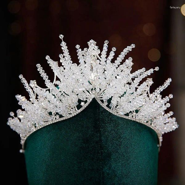 Заколки для волос KMVEXO, кубический цирконий, кристаллы, бисерные короны, диадемы, корона в стиле барокко, тиара для женщин, конкурс невесты, диадема для выпускного, свадебные украшения