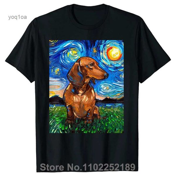 Herren T-Shirts Braun Kurzhaar Dackel Doxie Hund Kunst T-Shirts Grafik Baumwolle Streetwear Kurzarm Geburtstagsgeschenke T-Shirt Herrenbekleidung