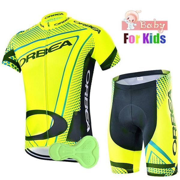 Orbea equipe verão crianças conjunto camisa de ciclismo meninos roupas shorts define crianças ropa ciclismo respirável e secagem rápida2449