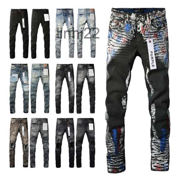 Jeans da uomo Stack Jean Jeans viola Uomo Designer Denim Tear Donna Y2k Uomo svasato elasticizzato Marchio italiano Baggy Stacked Uomo Taglie 40-29197F