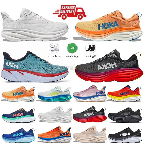 2024 Обувь Desinger Clifton 9 Hoka One Bondi 8 Shoe Походные кроссовки Антрацитовый Castlerock Shifting Sand Амортизирующие дорожные модные мужские женские верхние размеры 36-47