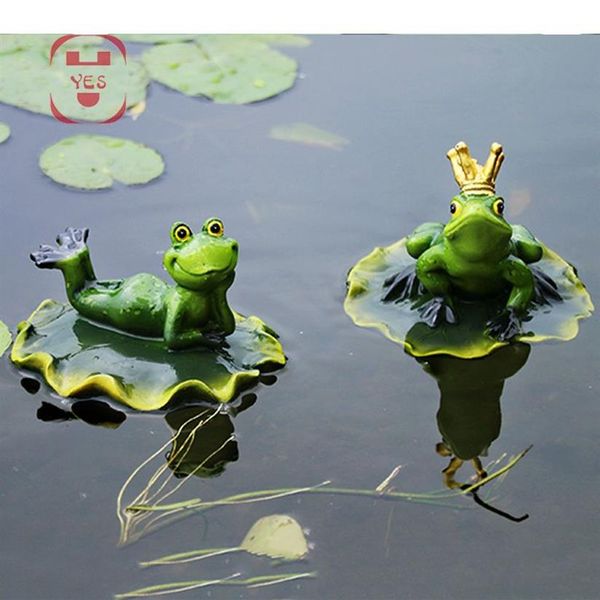 Harz Schwimmende Frösche Statue Kreative Frosch Skulptur Outdoor Garten Teich Dekorative Hause Aquarium Garten Dekor Schreibtisch Ornament T2001261U