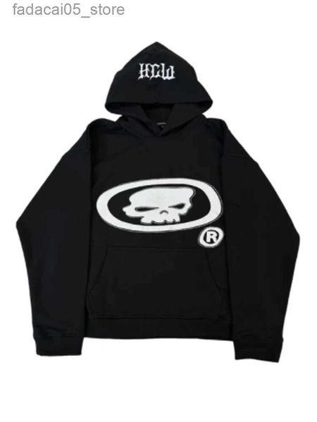 Мужские толстовки с капюшоном Y2k Hoodie Harajuku Хип-хоп с принтом черепа Super Dalian Cap Толстовка Мужская 2023 New Street Punk Rock Готические топы Уличная одежда Q240129