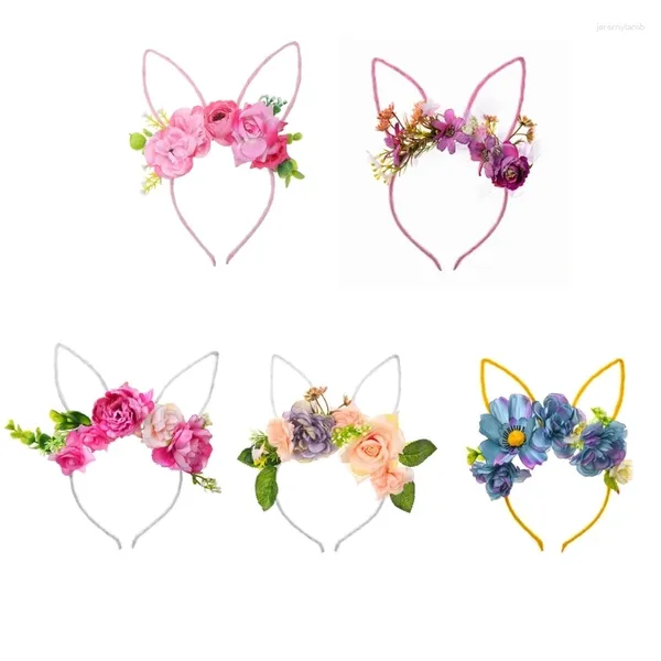 Grampos de cabelo adultos adolescentes bonito orelhas de páscoa forma bandana flor argola maquiagem transmissão ao vivo cosplay festa headpieces